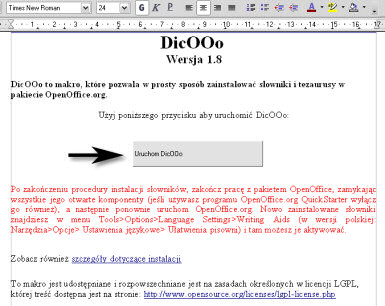 Instalacja słowników w OpenOffice